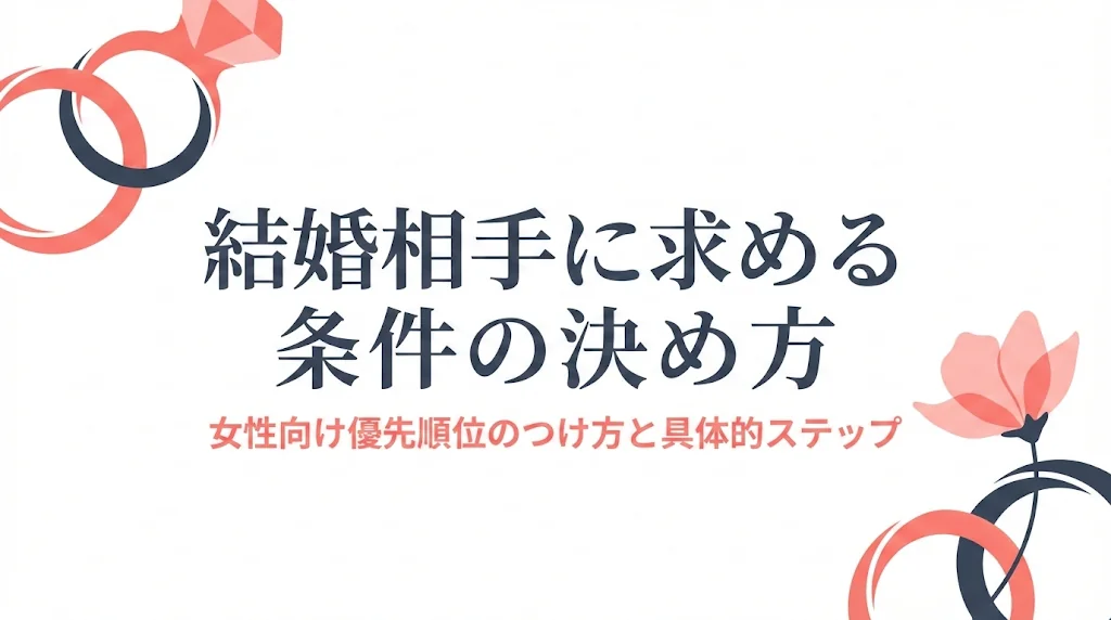 結婚相手に求める条件の決め方｜女性向け優先順位のつけ方と具体的ステップ